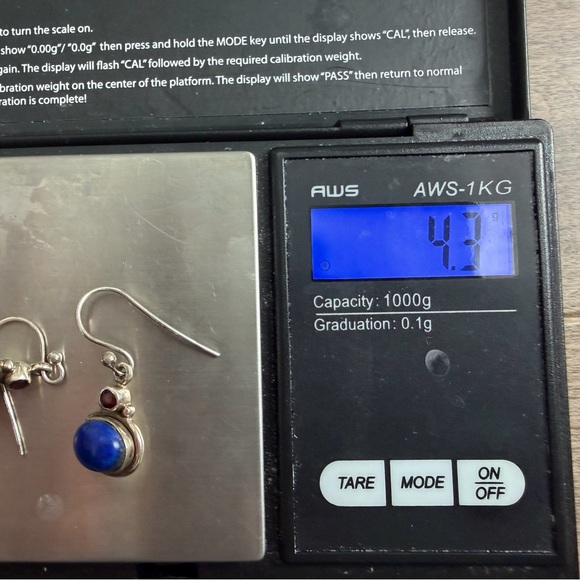 Sterling Silver Lapis Lazuli and Garnet Earrings - Picture 2 of 4